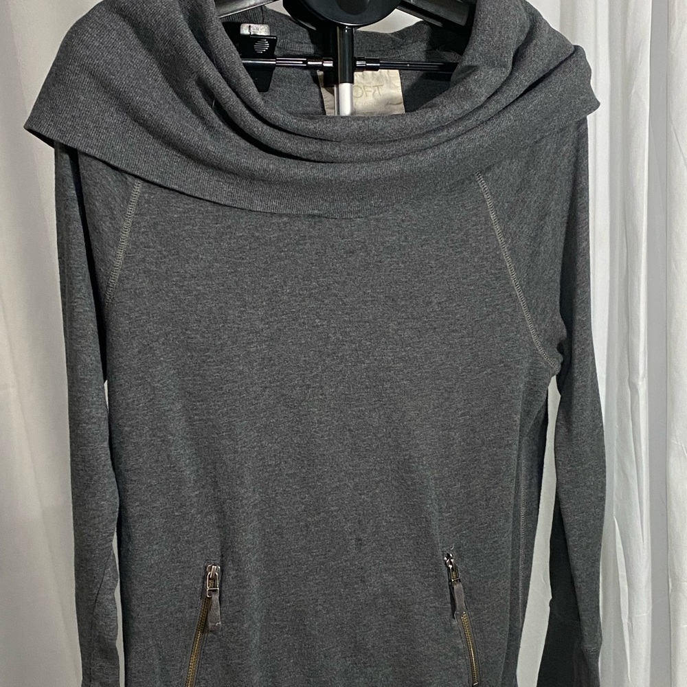 LOFT Cream and Gray Sweater with Zipper Details